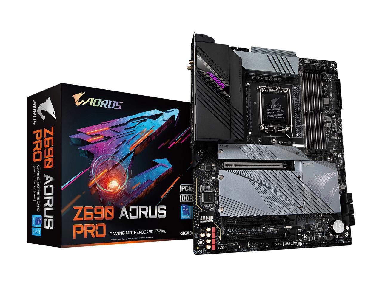GIGABYTE Z690 AORUS PRO LGA 1700 Intel Z690 ATX Motherboard with DDR5, Quad M.2, PCIe 5.0, USB 3.2 Gen2X2 Type-C, WiFi 6, 2.5GbE LAN