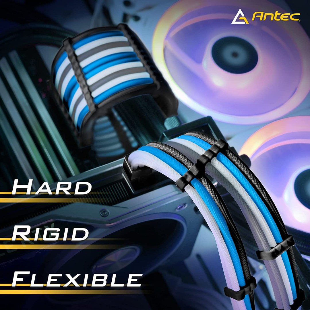 Alternative view of Antec Sleeved Extension Power Supply Cable Kit, w/Combs, Blue Gray