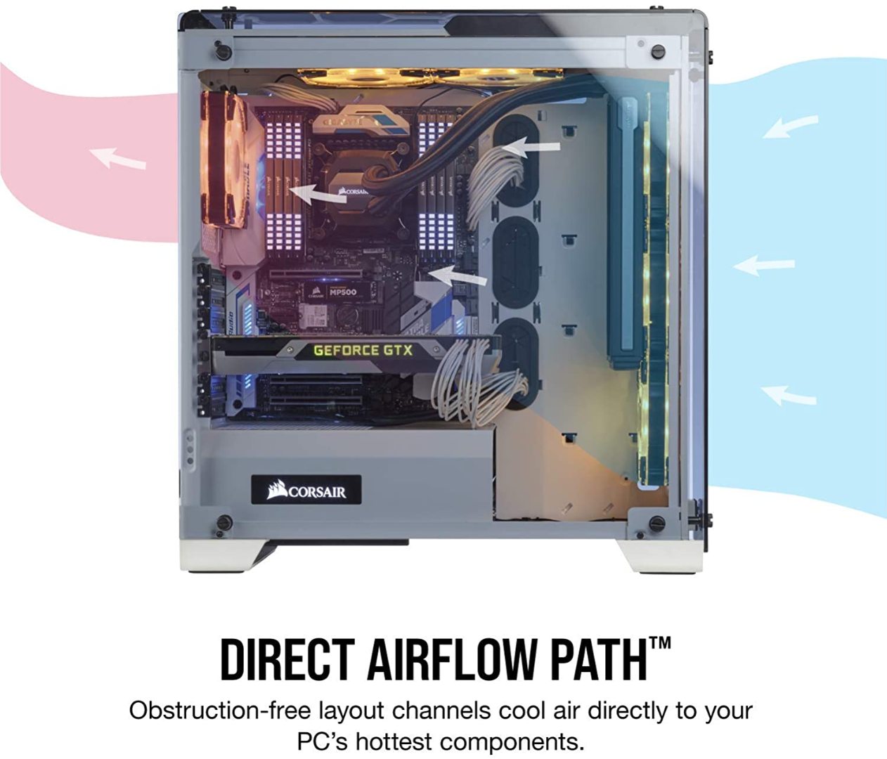 Alternative view of Corsair CRYSTAL 570X RGB Mid-Tower Case, 3 RGB Fans, Tempered Glass - White