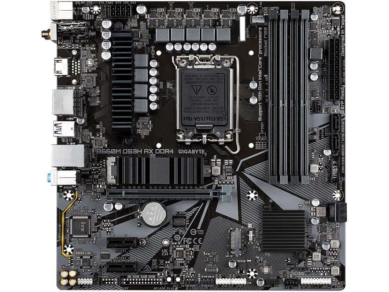 Alternative view of GIGABYTE B660M DS3H AX DDR4 B660 Intel LGA 1700 M-ATX Motherboard with DDR4, Dual M.2, PCIe 4.0, USB 3.2 Gen2 Type-C, 2.5GbE LAN