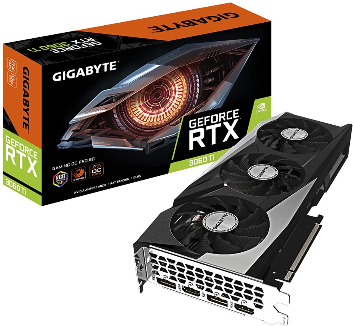 GIGABYTE GeForce RTX 3060 Ti Gaming OC PRO 8G (REV3.0) Graphics Card, 3X WINDFORCE Fans, LHR, 8GB 256-bit GDDR6,