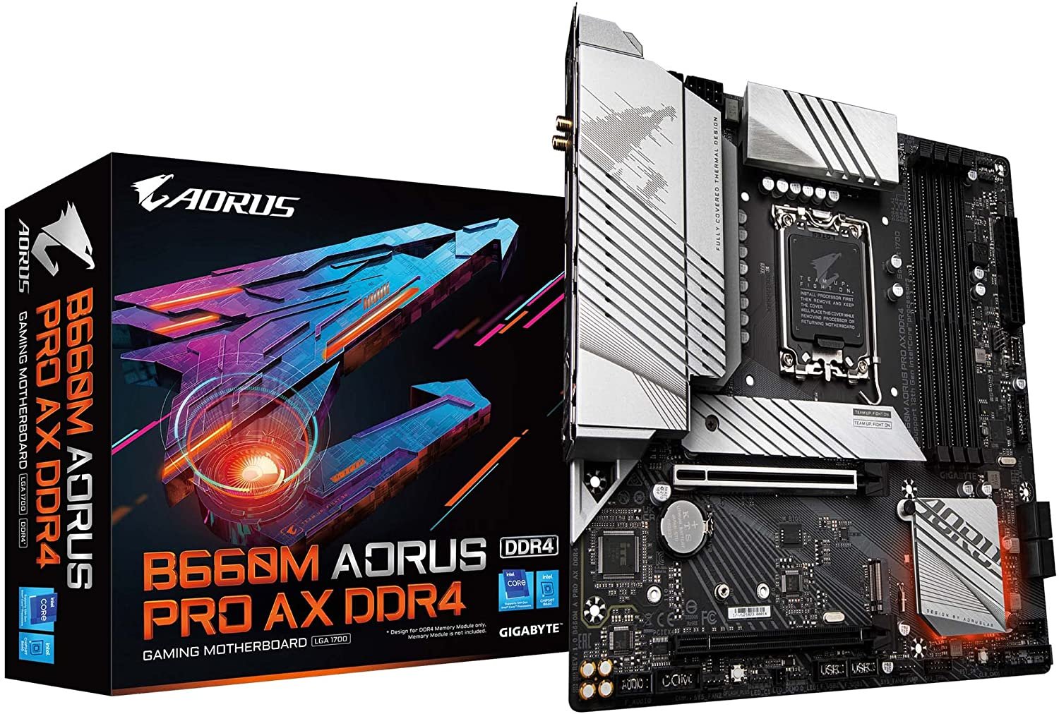 GIGABYTE B660M AORUS PRO AX DDR4 (B660/ Intel/LGA/1700/ Micro-ATX/DDR4/ Dual M.2/ PCIe 4.0/ USB 3.2 Gen2 Type-C/WiFi 6 802.11ax/ Intel 2.5GbE LAN/Motherboard)