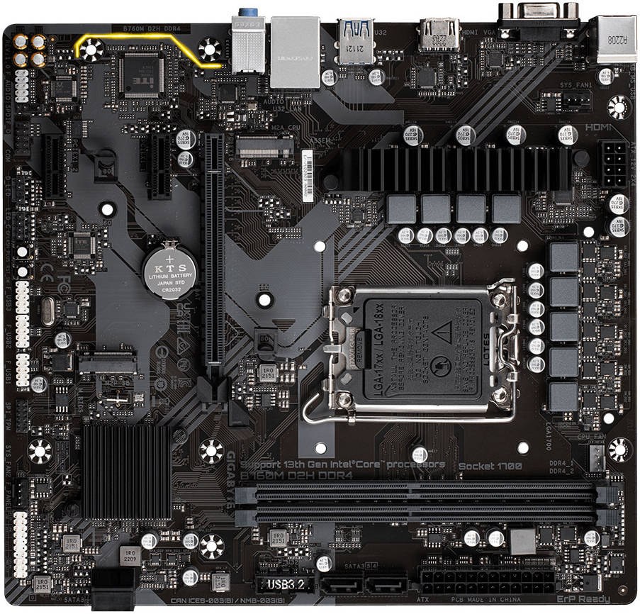 Alternative view of Gigabyte B760M D2H DDR4