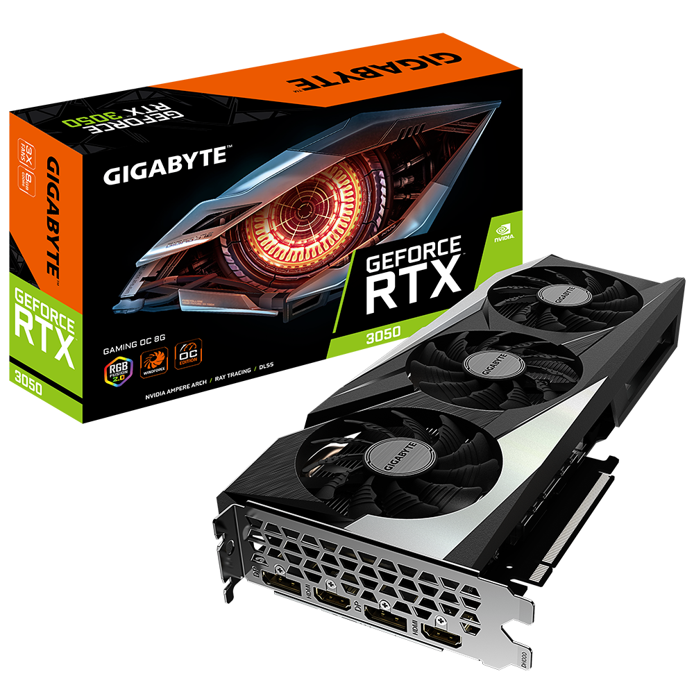 GIGABYTE GeForce RTX 3050 Gaming OC 8G Graphics Card, 3X WINDFORCE Fans, 8GB GDDR6 128-bit GDDR6, GV-N3050GAMING OC-8GD Video Card