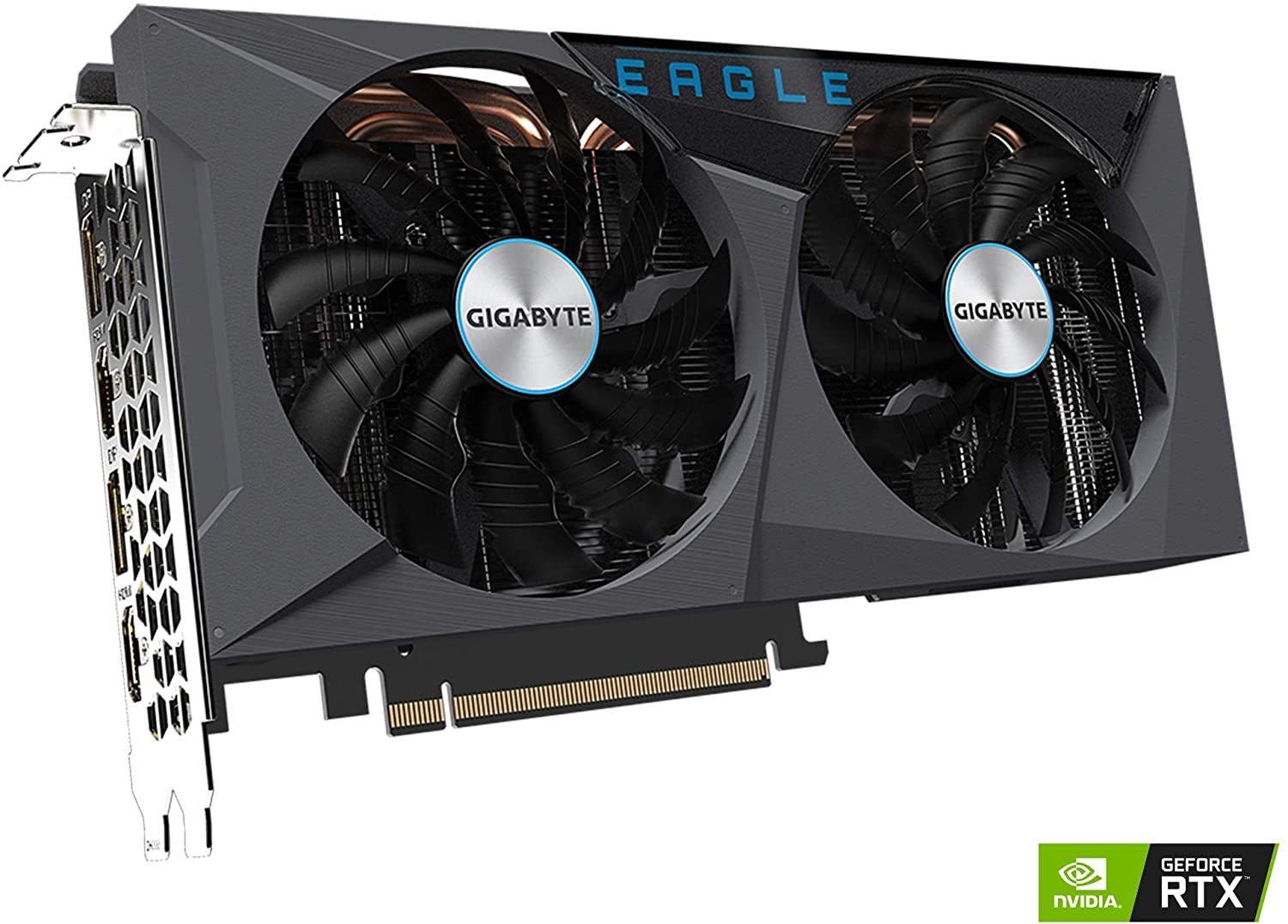 Alternative view of GIGABYTE GeForce RTX 3060 Ti Eagle 8G Graphics Card, 2X WINDFORCE Fans, 8GB 256-Bit GDDR6
