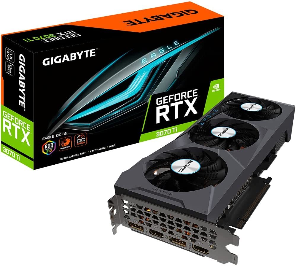 GIGABYTE GeForce RTX 3070 Ti Eagle OC 8G Graphics Card, WINDFORCE 3X Cooling System, 8GB 256-bit GDDR6X