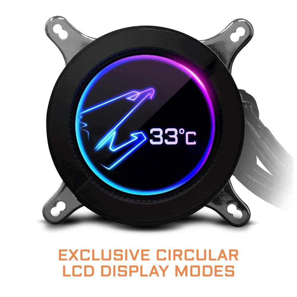 Alternative view of Liquid Cooling Gigabyte Aorus Liquid Cooler 280, All-in-one Liquid Cooler with Circular LCD Display, RGB Fusion 2.0, Dual 140mm ARGB FansAORUS 280 GIGABYTE