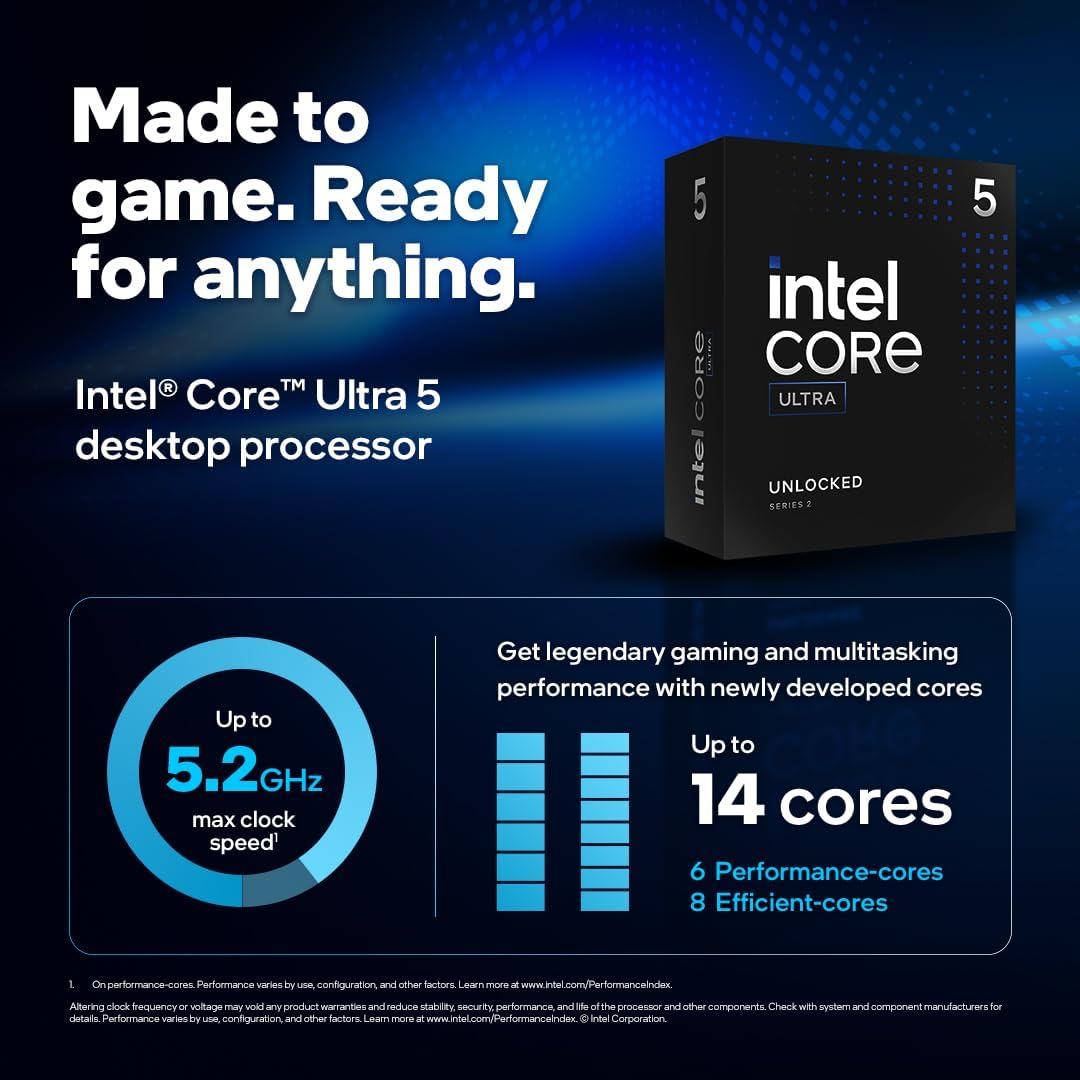 Alternative view of Intel Core Ultra 5 245K - 14 cores (6 P-cores & 8 E-cores) up to 5.2 GHz