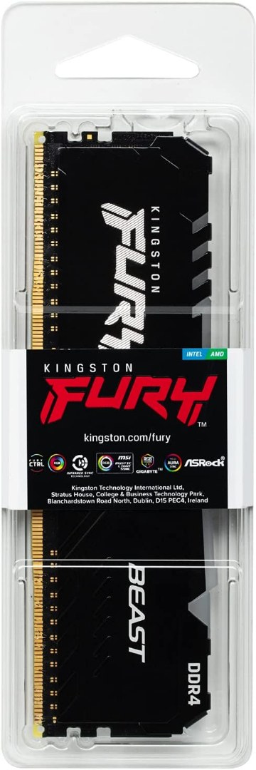 Kingston FURY Beast RGB 8GB 3600MHz DDR4 CL18 Desktop Memory Single Stick