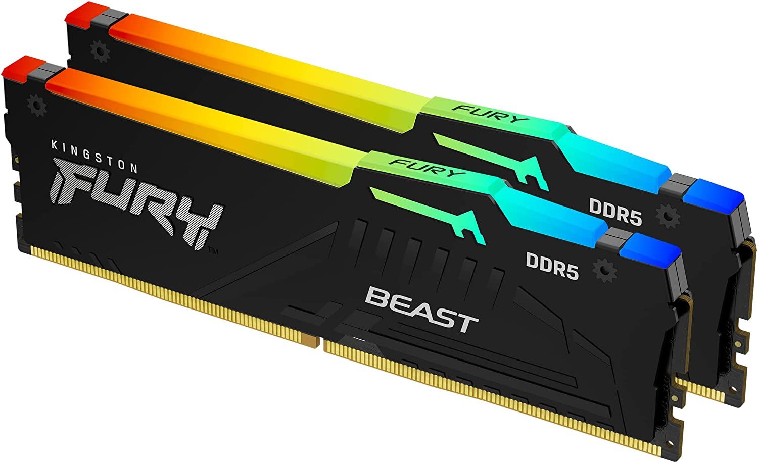 Kingston Fury Beast RGB 32GB (2X16)  5600MT/s DDR5 CL40 DIMM Desktop Memory (Kit of 2) | Intel XMP 3.0 | Infrared Sync Technology | Overclocking Stability