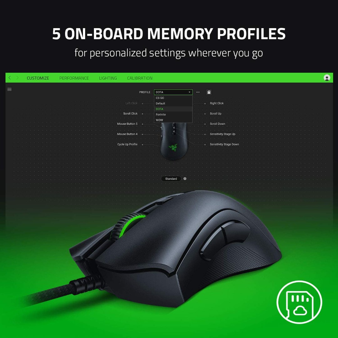 Alternative view of Razer DeathAdder V2 Gaming Mouse: 20K DPI Optical Sensor - Fastest Gaming Mouse Switch - Chroma RGB Lighting - 8 Programmable Buttons - Rubberized Side Grips - Classic Black