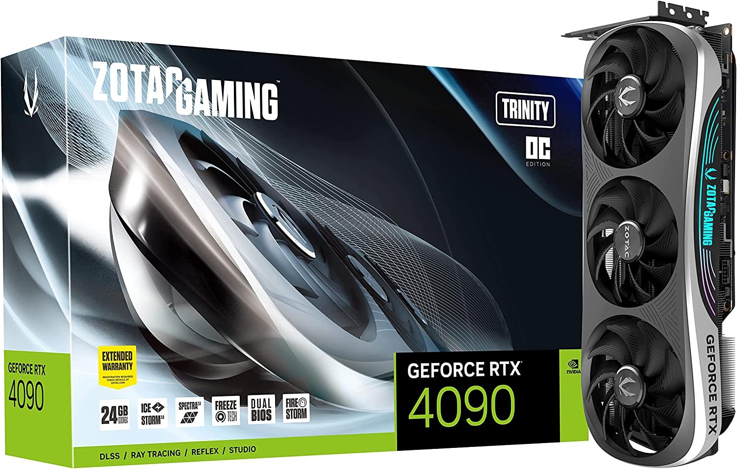 ZOTAC Gaming GeForce RTX 4090 Trinity OC 24GB GDDR6X 384-bit 21 Gbps PCIE 4.0 Gaming Graphics Card, IceStorm 3.0 Advanced Cooling, Spectra 2.0 RGB Lighting