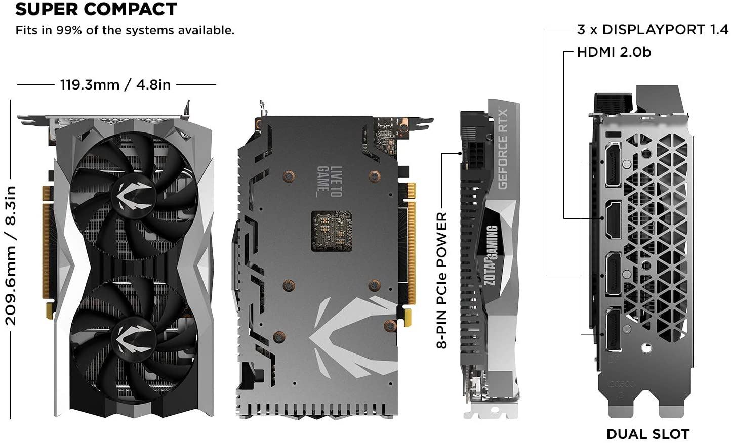 Alternative view of ZOTAC Gaming GeForce RTX 2060 Twin Fan 6GB GDDR6 192-bit Gaming