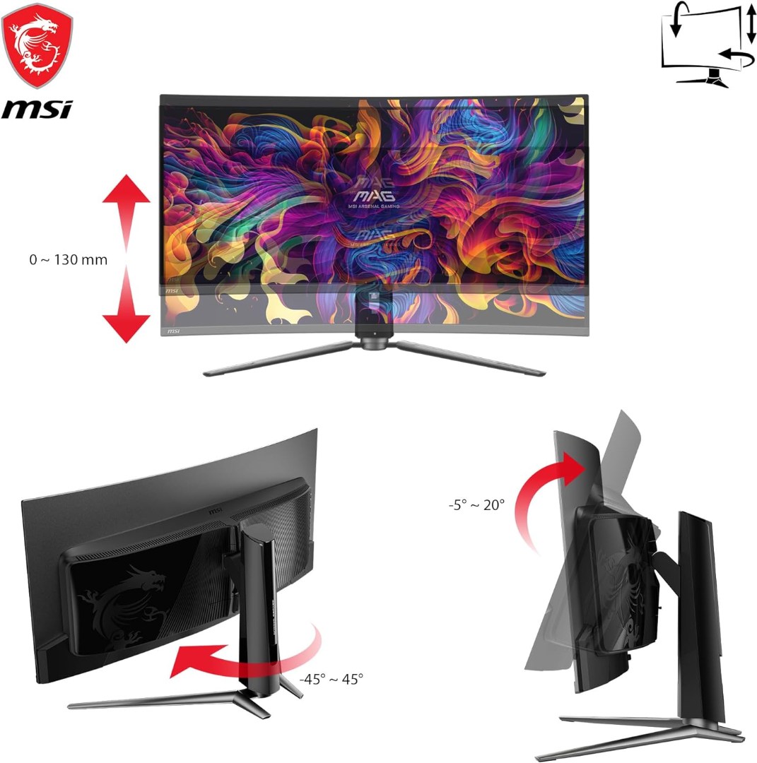 MSI MAG341CQP QD-OLED, 34 Curved OLED Gaming Monitor, 3440 x 1440 (UWQHD), OLED 0.03ms Response time, 175Hz - Image 3