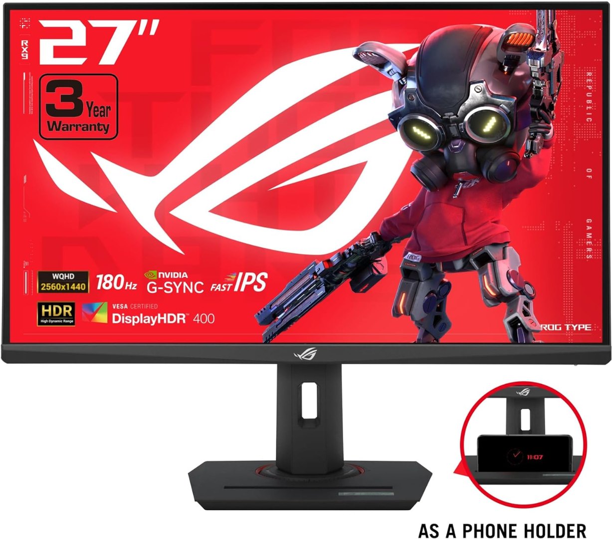 Alternative view of Asus ROG Strix XG27ACS USB Type-C Gaming Monitor